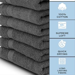 White Classic Luxury Cotton Washcloths - Bathroom Face Towel | 12 pack